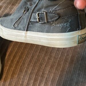 Blowfish Gray Canvas Slip-On Sneaker with Buckle and Side Zip